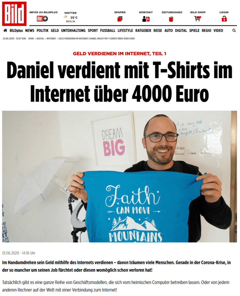 Geld verdienen mit Spreadshirt Daniel Gaiswinkler