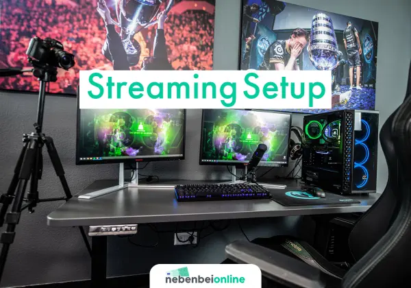 Streaming Setup mit Mikrofon Kamera und PC